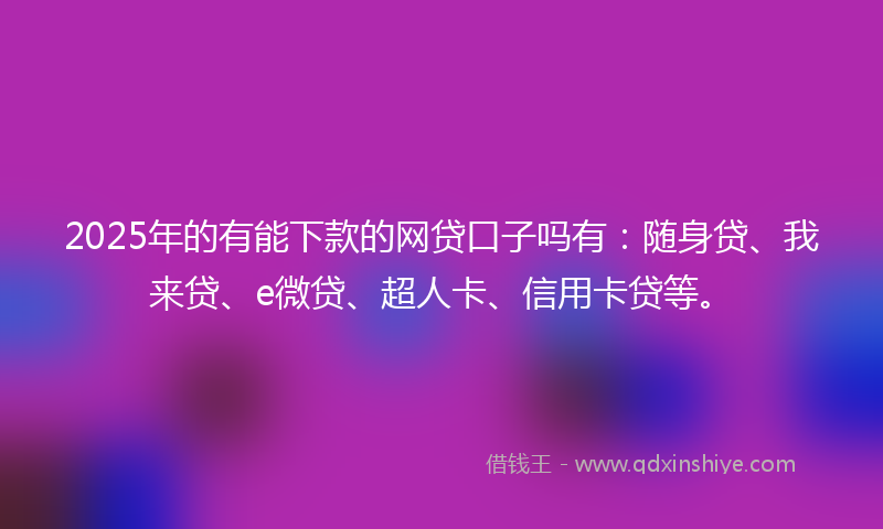 2025年的有能下款的网贷口子吗有：随身贷、我来贷、e微贷、超人卡、信用卡贷等。