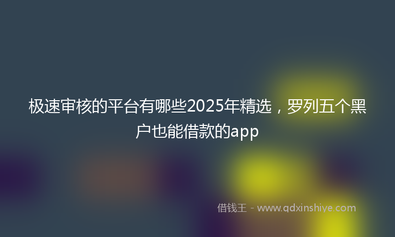 极速审核的平台有哪些2025年精选，罗列五个黑户也能借款的app