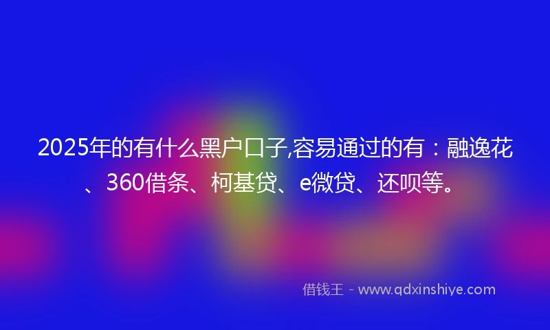 2025年的有什么黑户口子,容易通过的有：融逸花、360借条、柯基贷、e微贷、还呗等。