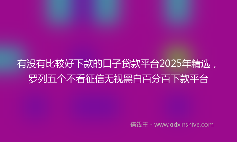 有没有比较好下款的口子贷款平台2025年精选，罗列五个不看征信无视黑白百分百下款平台