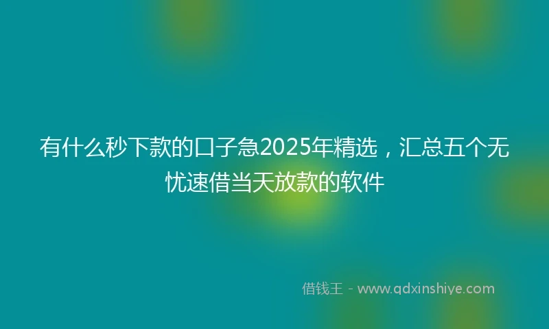 有什么秒下款的口子急2025年精选，汇总五个无忧速借当天放款的软件