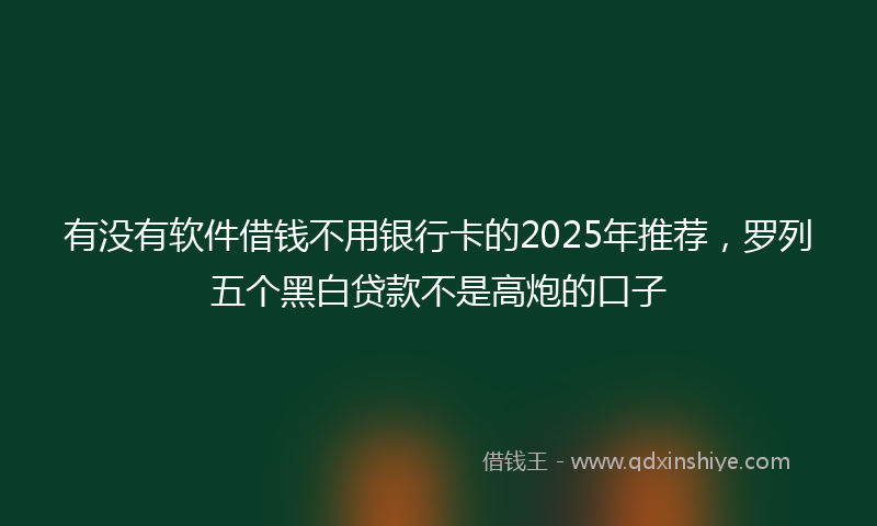 有没有软件借钱不用银行卡的2025年推荐，罗列五个黑白贷款不是高炮的口子