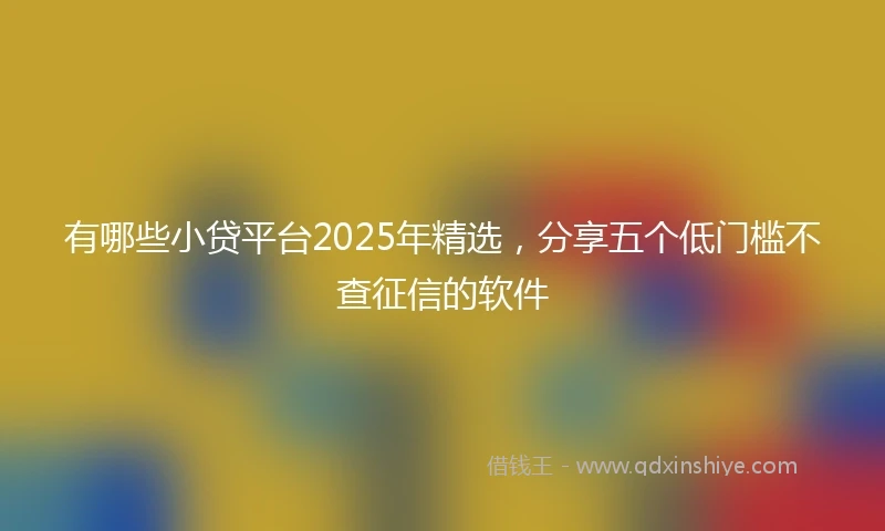 有哪些小贷平台2025年精选,分享五个低门槛不查征信的软件