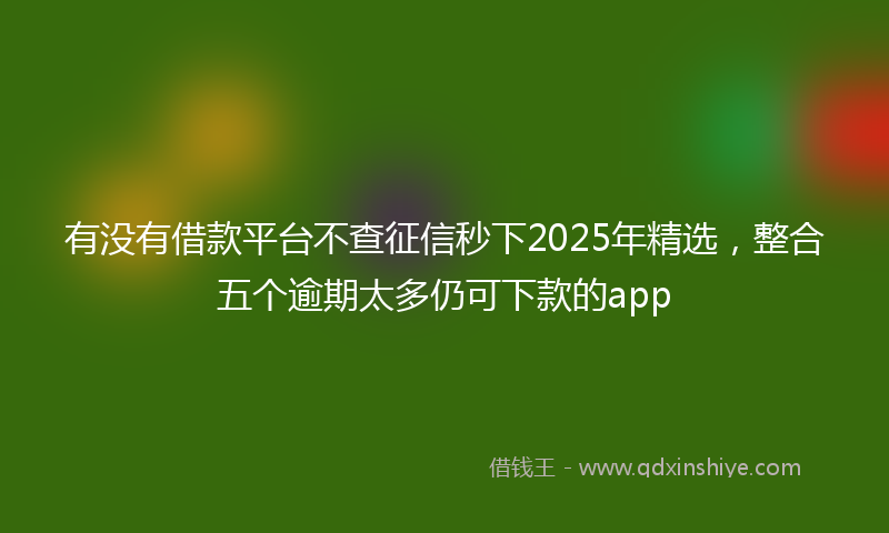 有没有借款平台不查征信秒下2025年精选，整合五个逾期太多仍可下款的app