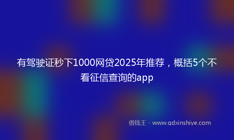 有驾驶证秒下1000网贷2025年推荐，概括5个不看征信查询的app