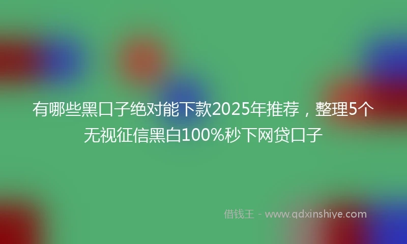 有哪些黑口子绝对能下款2025年推荐，整理5个无视征信黑白100%秒下网贷口子