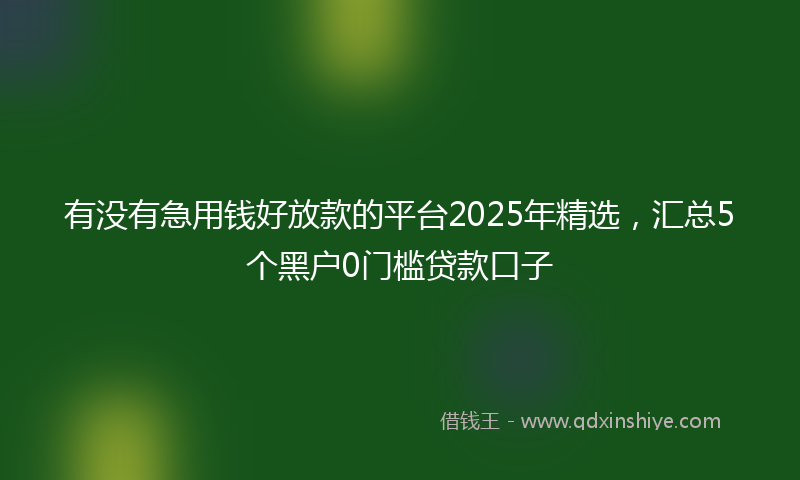 有没有急用钱好放款的平台2025年精选，汇总5个黑户0门槛贷款口子