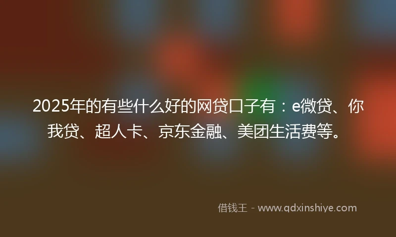 2025年的有些什么好的网贷口子有：e微贷、你我贷、超人卡、京东金融、美团生活费等。
