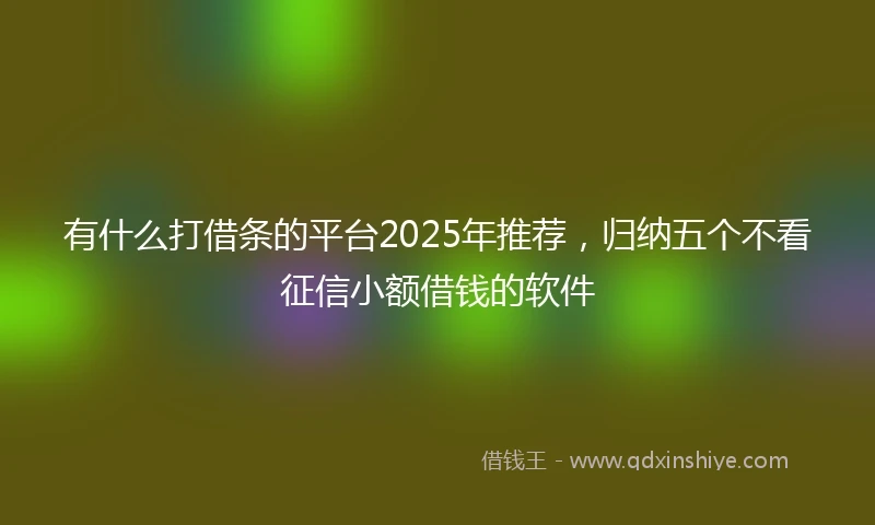 有什么打借条的平台2025年推荐,归纳五个不看征信小额借钱的软件