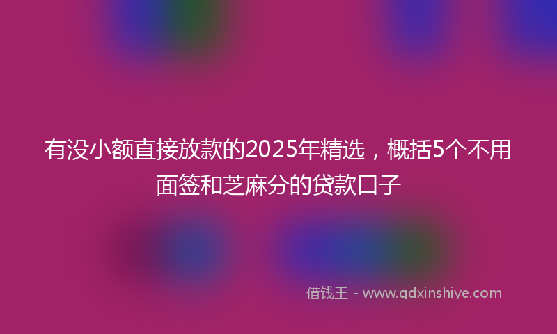 有没小额直接放款的2025年精选，概括5个不用面签和芝麻分的贷款口子