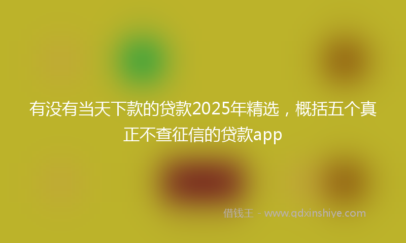 有没有当天下款的贷款2025年精选，概括五个真正不查征信的贷款app