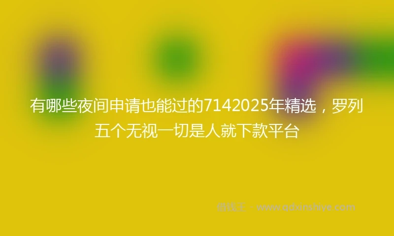 有哪些夜间申请也能过的7142025年精选，罗列五个无视一切是人就下款平台