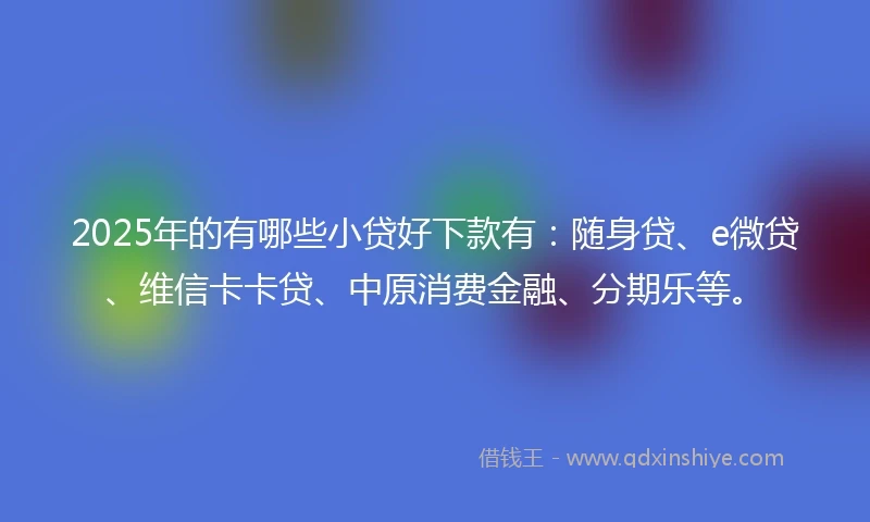 2025年的有哪些小贷好下款有：随身贷、e微贷、维信卡卡贷、中原消费金融、分期乐等。