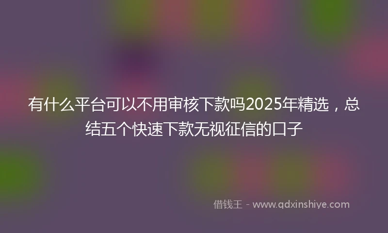 有什么平台可以不用审核下款吗2025年精选，总结五个快速下款无视征信的口子