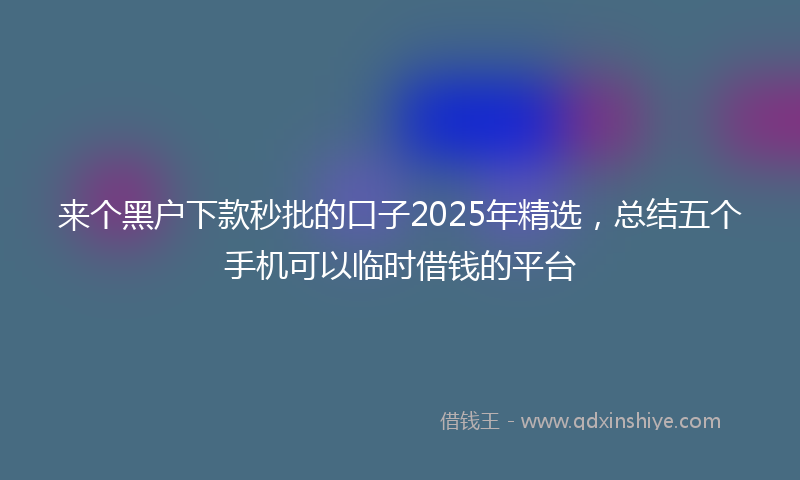 来个黑户下款秒批的口子2025年精选，总结五个手机可以临时借钱的平台