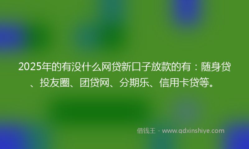 2025年的有没什么网贷新口子放款的有：随身贷、投友圈、团贷网、分期乐、信用卡贷等。