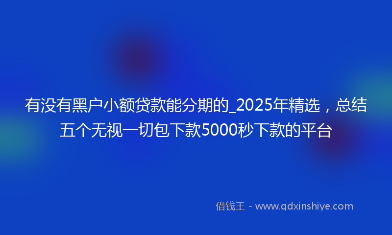有没有黑户小额贷款能分期的_2025年精选，总结五个无视一切包下款5000秒下款的平台