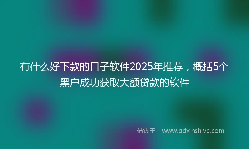 有什么好下款的口子软件2025年推荐，概括5个黑户成功获取大额贷款的软件