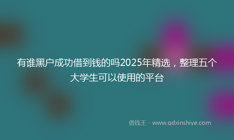 有谁黑户成功借到钱的吗2025年精选，整理五个大学生可以使用的平台
