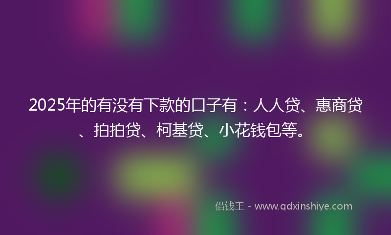 2025年的有没有下款的口子有：人人贷、惠商贷、拍拍贷、柯基贷、小花钱包等。