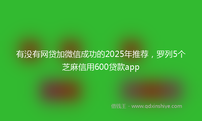 有没有网贷加微信成功的2025年推荐，罗列5个芝麻信用600贷款app