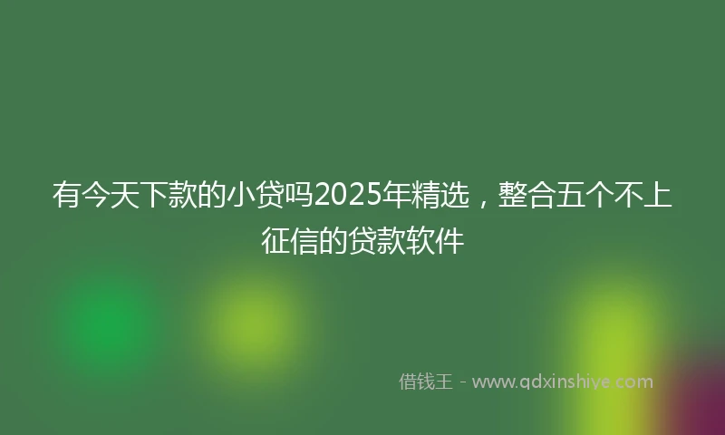 有今天下款的小贷吗2025年精选,整合五个不上征信的贷款软件