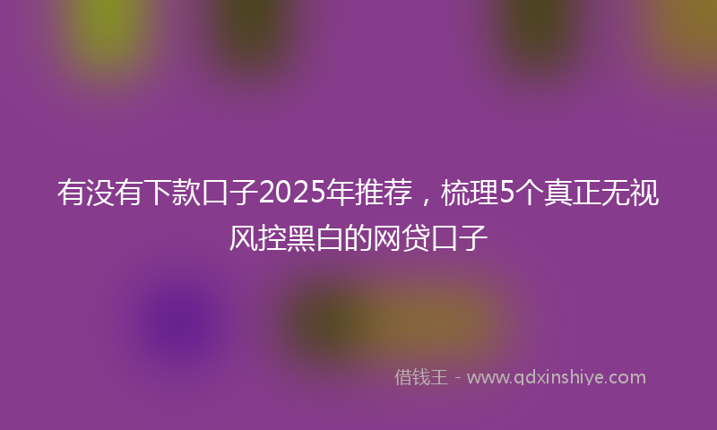 有没有下款口子2025年推荐，梳理5个真正无视风控黑白的网贷口子