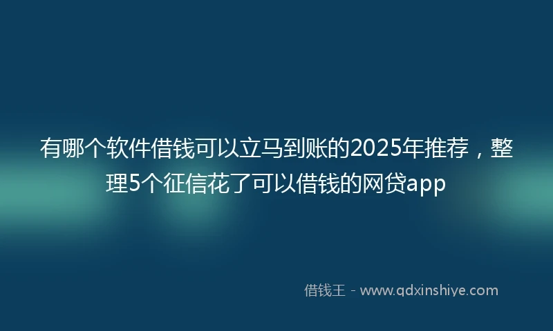 有哪个软件借钱可以立马到账的2025年推荐，整理5个征信花了可以借钱的网贷app