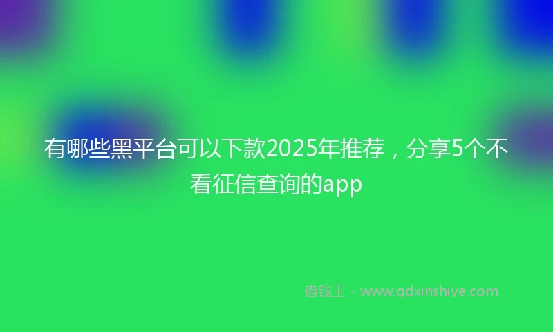 有哪些黑平台可以下款2025年推荐，分享5个不看征信查询的app