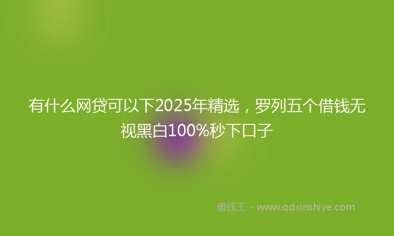 有什么网贷可以下2025年精选，罗列五个借钱无视黑白100%秒下口子
