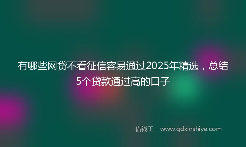 有哪些网贷不看征信容易通过2025年精选，总结5个贷款通过高的口子