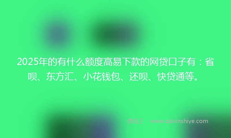 2025年的有什么额度高易下款的网贷口子有：省呗、东方汇、小花钱包、还呗、快贷通等。
