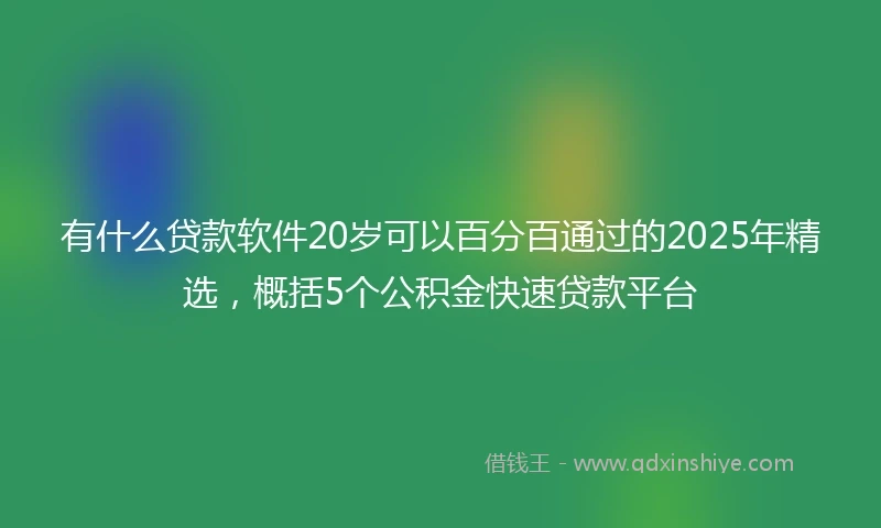 有什么贷款软件20岁可以百分百通过的2025年精选，概括5个公积金快速贷款平台