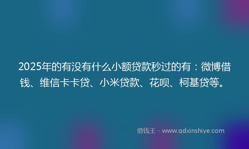 2025年的有没有什么小额贷款秒过的有：微博借钱、维信卡卡贷、小米贷款、花呗、柯基贷等。