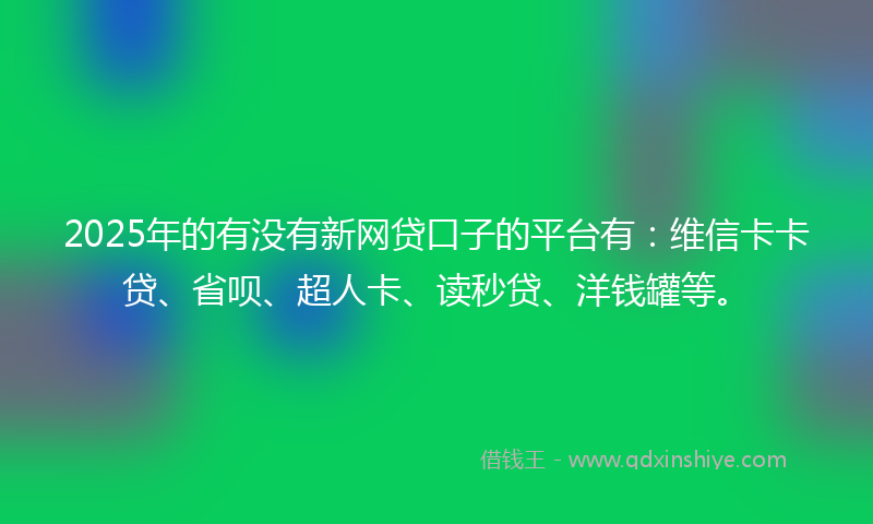 2025年的有没有新网贷口子的平台有：维信卡卡贷、省呗、超人卡、读秒贷、洋钱罐等。