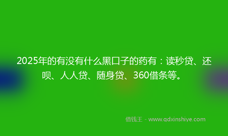 2025年的有没有什么黑口子的药有：读秒贷、还呗、人人贷、随身贷、360借条等。