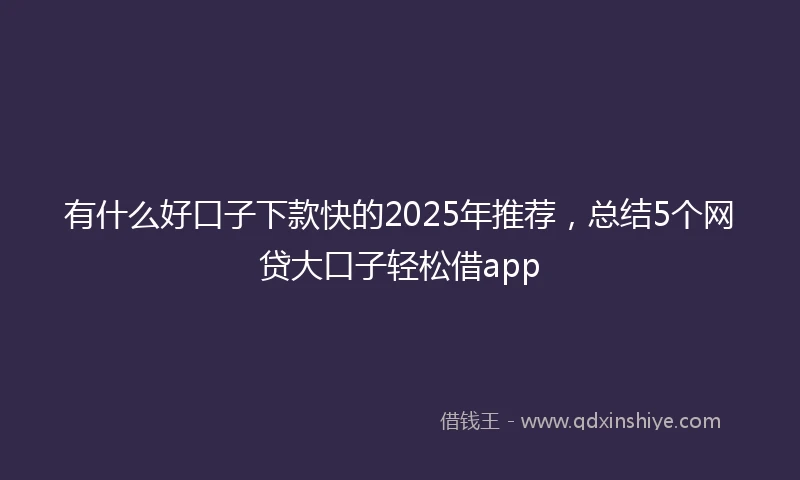 有什么好口子下款快的2025年推荐，总结5个网贷大口子轻松借app
