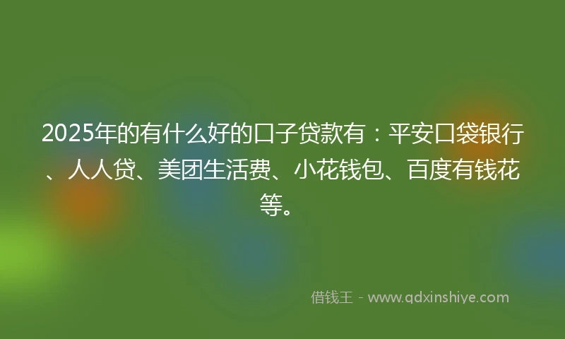 2025年的有什么好的口子贷款有：平安口袋银行、人人贷、美团生活费、小花钱包、百度有钱花等。