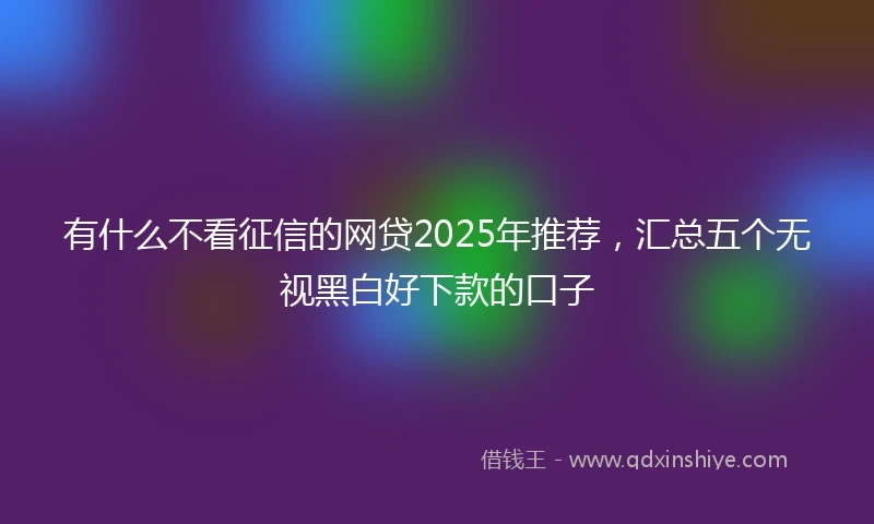 有什么不看征信的网贷2025年推荐，汇总五个无视黑白好下款的口子