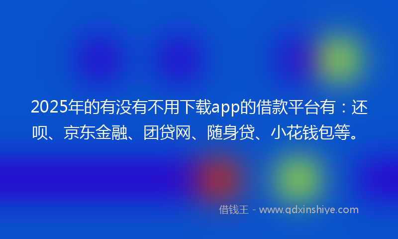 2025年的有没有不用下载app的借款平台有：还呗、京东金融、团贷网、随身贷、小花钱包等。