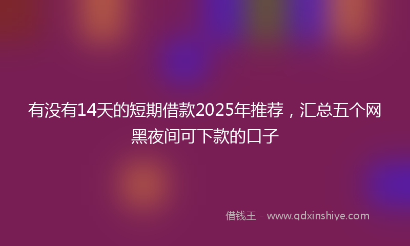 有没有14天的短期借款2025年推荐，汇总五个网黑夜间可下款的口子