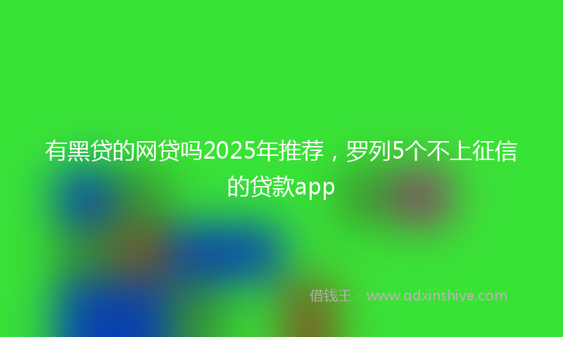 有黑贷的网贷吗2025年推荐，罗列5个不上征信的贷款app