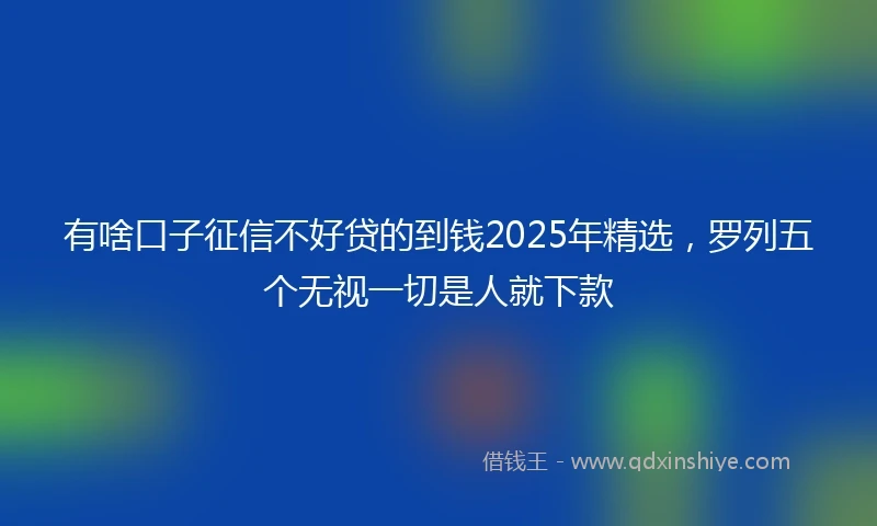 有啥口子征信不好贷的到钱2025年精选，罗列五个无视一切是人就下款