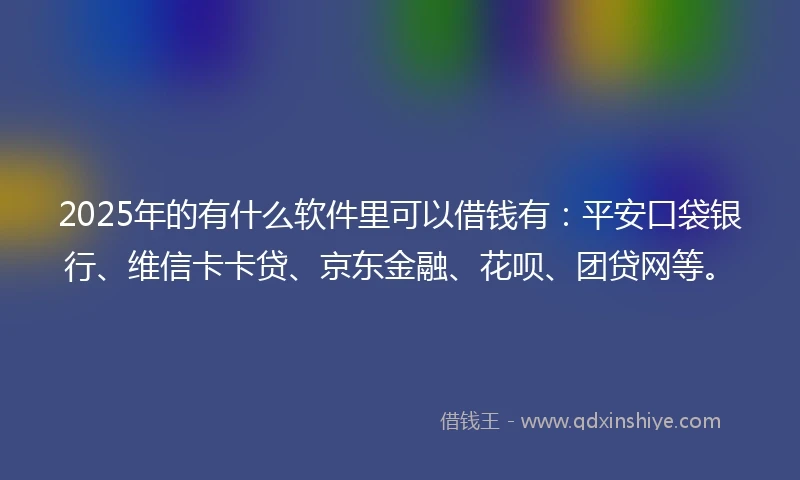 2025年的有什么软件里可以借钱有：平安口袋银行、维信卡卡贷、京东金融、花呗、团贷网等。
