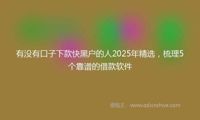 有没有口子下款快黑户的人2025年精选，梳理5个靠谱的借款软件