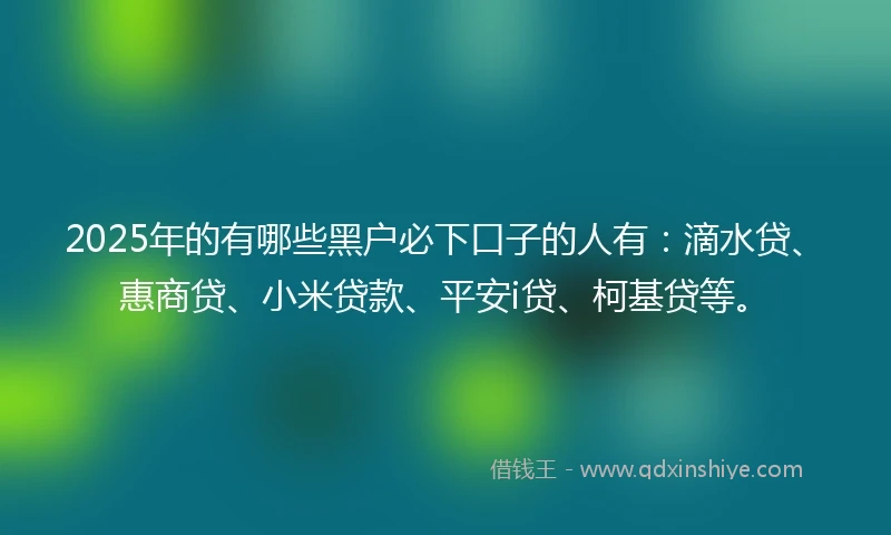 2025年的有哪些黑户必下口子的人有：滴水贷、惠商贷、小米贷款、平安i贷、柯基贷等。