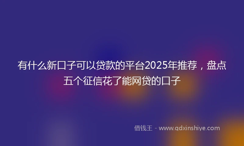 有什么新口子可以贷款的平台2025年推荐，盘点五个征信花了能网贷的口子