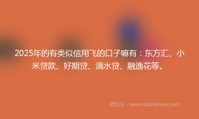 2025年的有类似信用飞的口子嘛有：东方汇、小米贷款、好期贷、滴水贷、融逸花等。
