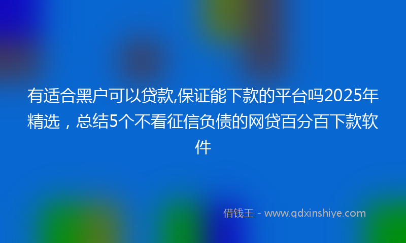 有适合黑户可以贷款,保证能下款的平台吗2025年精选，总结5个不看征信负债的网贷百分百下款软件