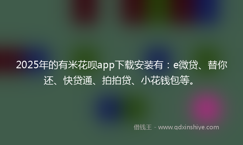 2025年的有米花呗app下载安装有：e微贷、替你还、快贷通、拍拍贷、小花钱包等。
